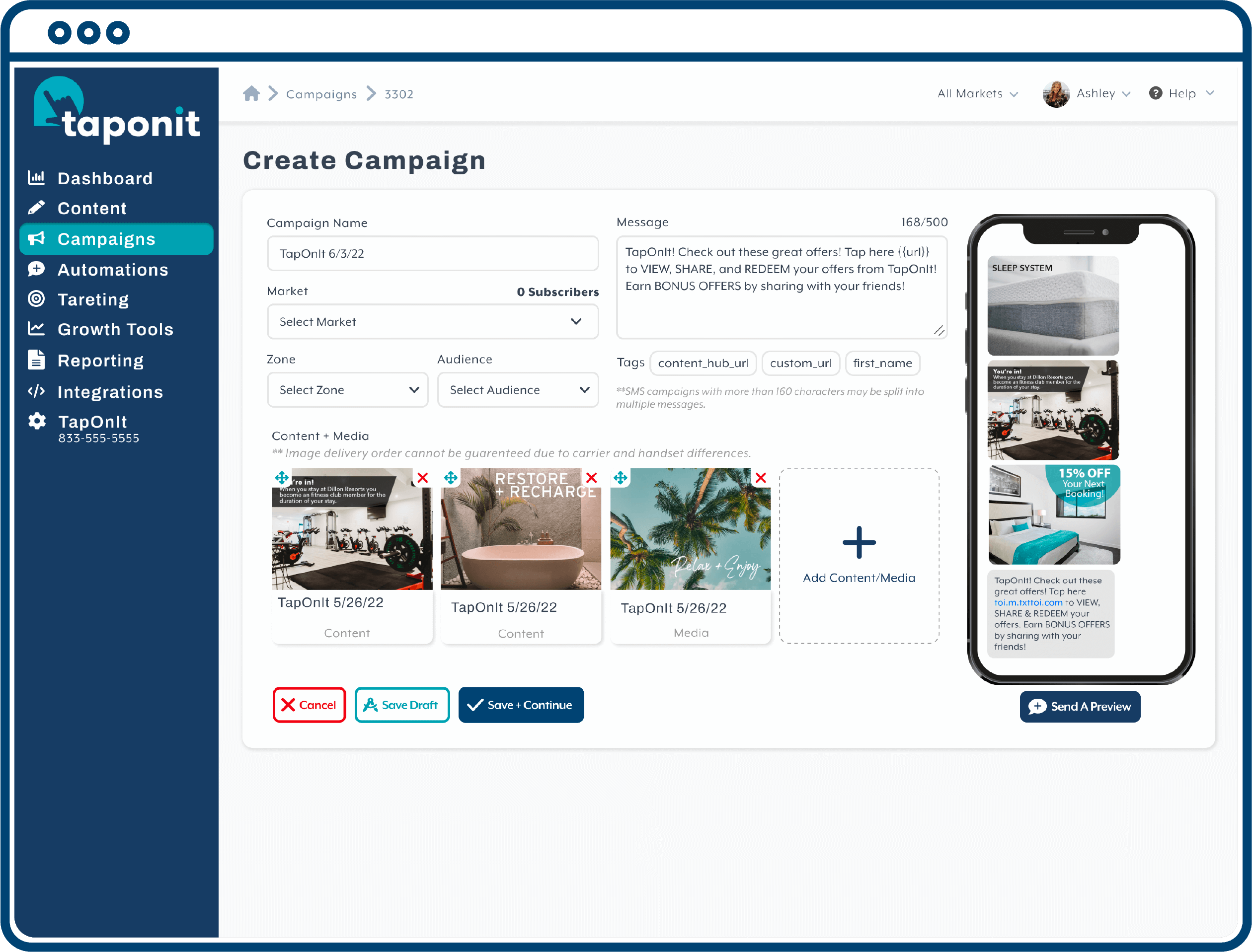 Campaign Schedule Desktop Screen