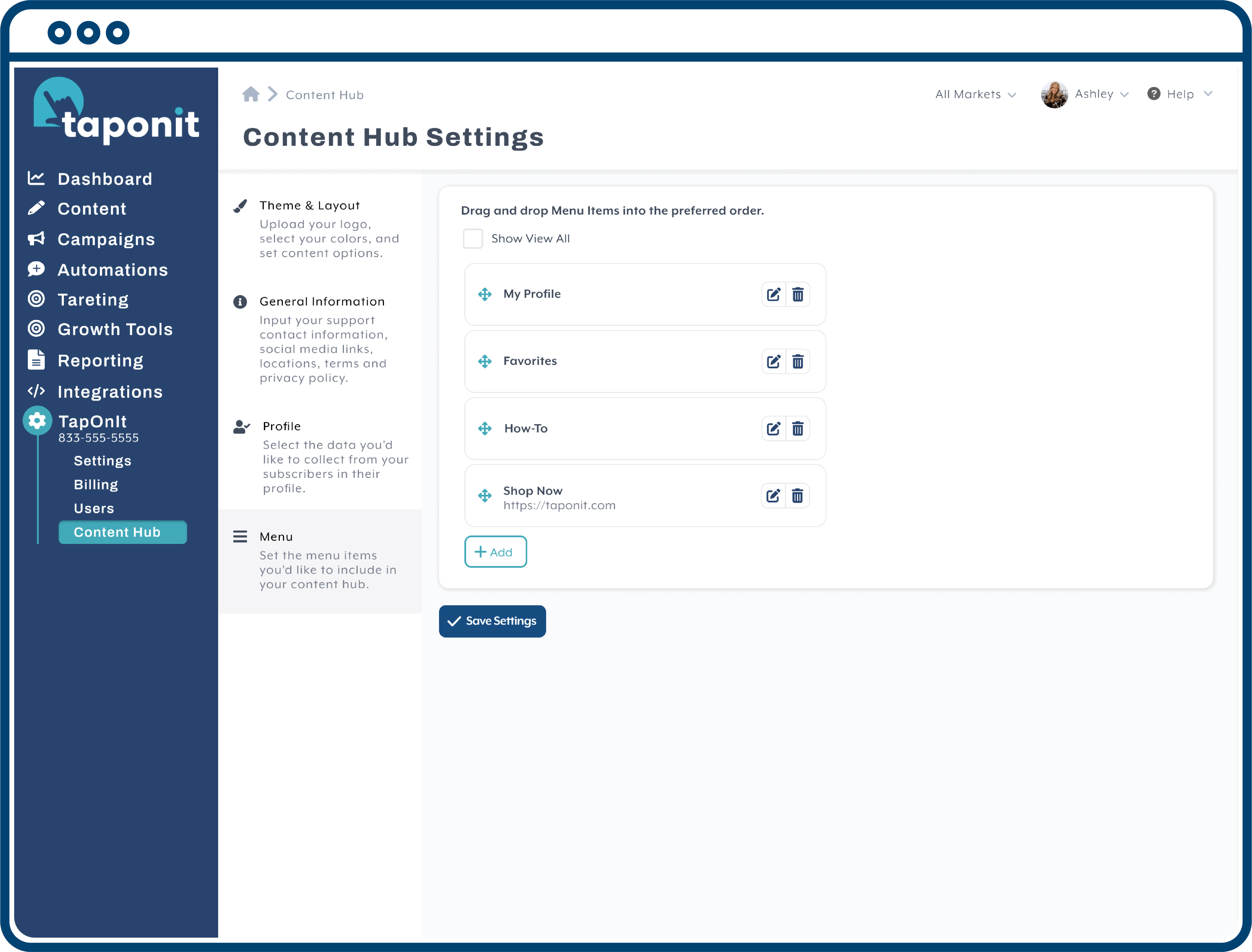 ContentHubCustomization_Menu Content Hub Menu