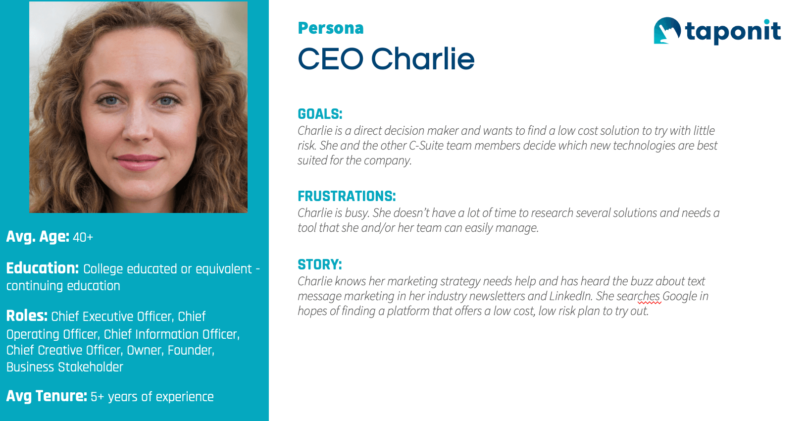 user persona for ceo charlie