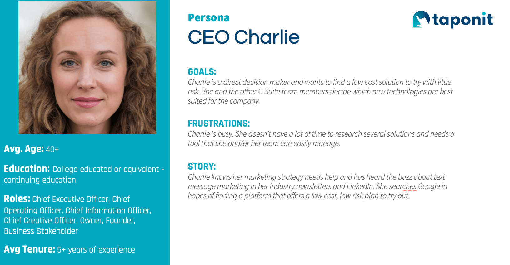 CEO Charlie user persona for ceo charlie