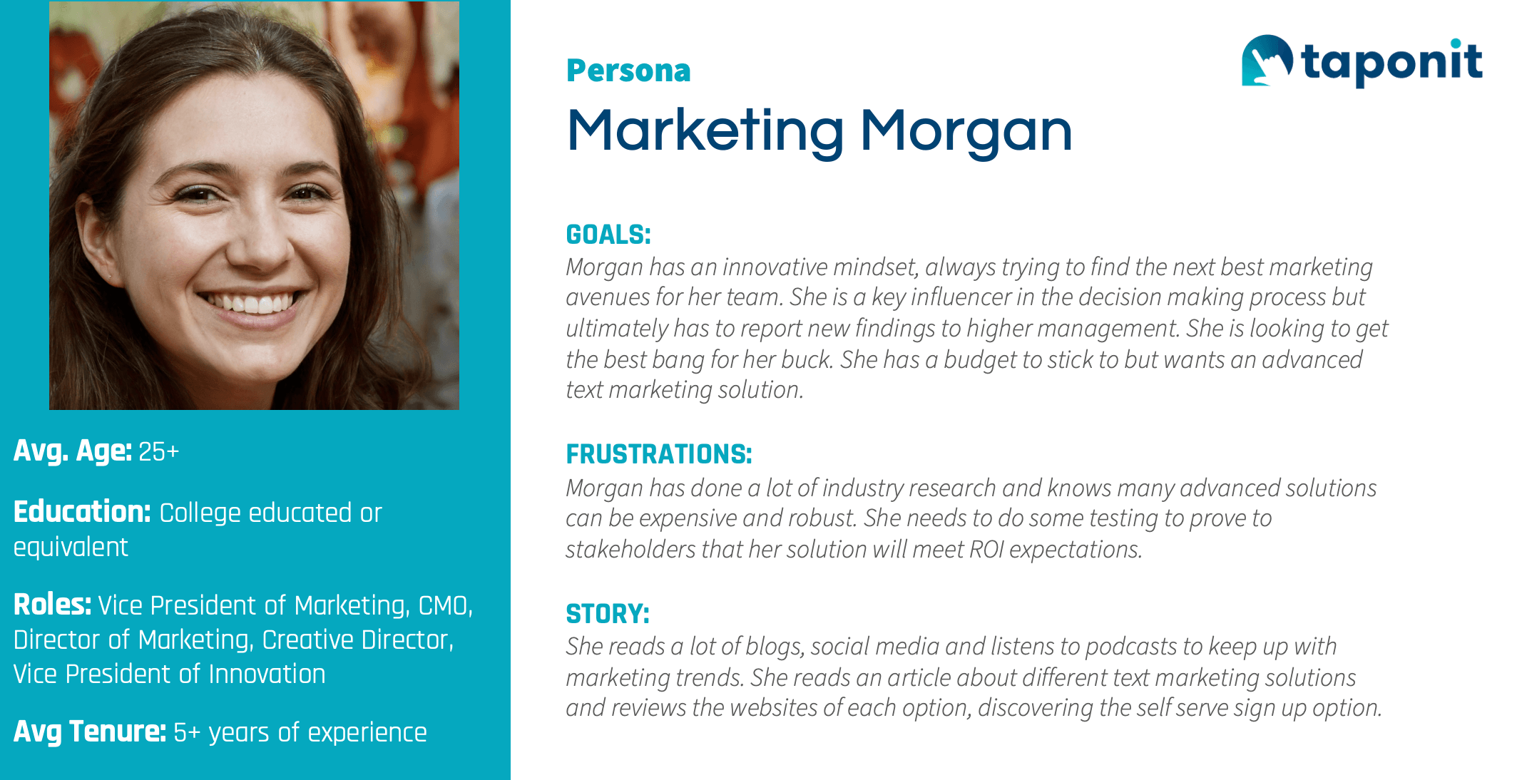 MarketingMorgan user persona for marketing morgan